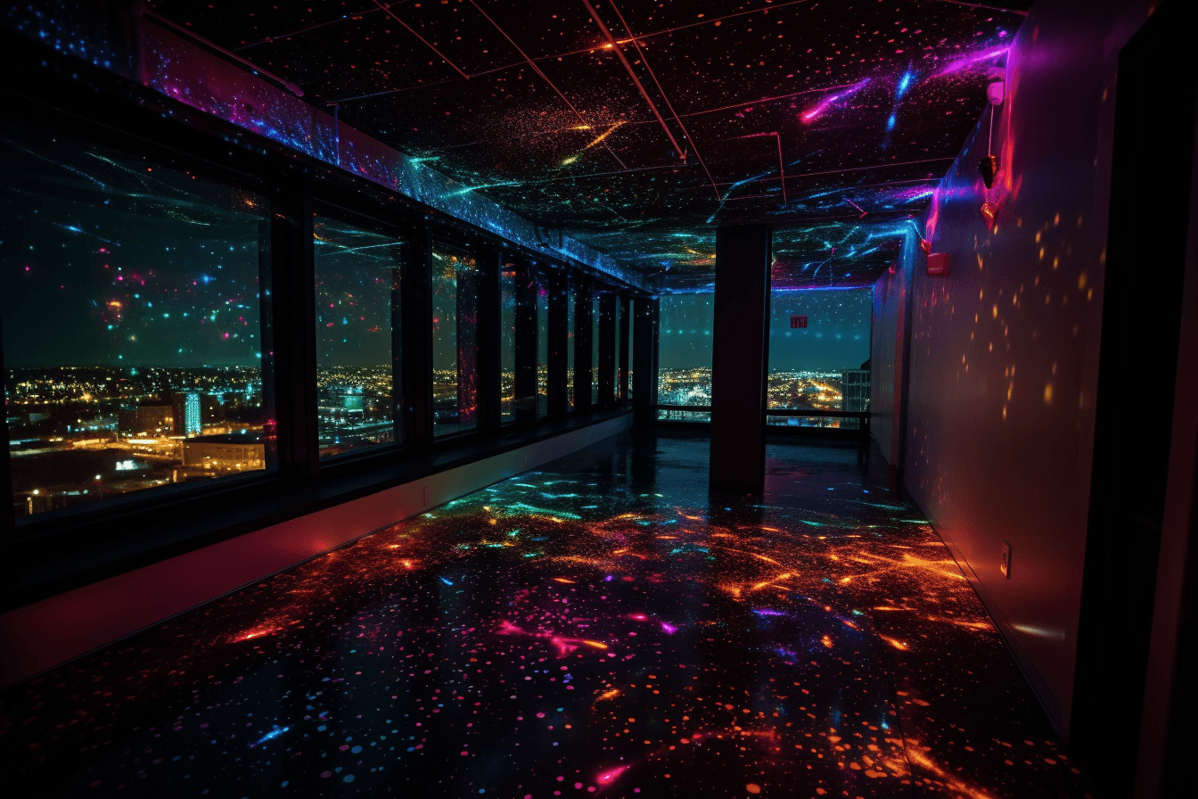 A neon-colored interpretation of a starry sky