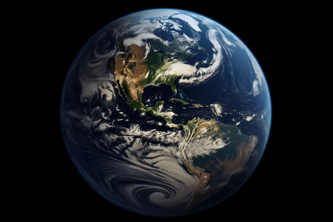 A photorealistic image of the Earth from space, with vibrant colors and intricate details.