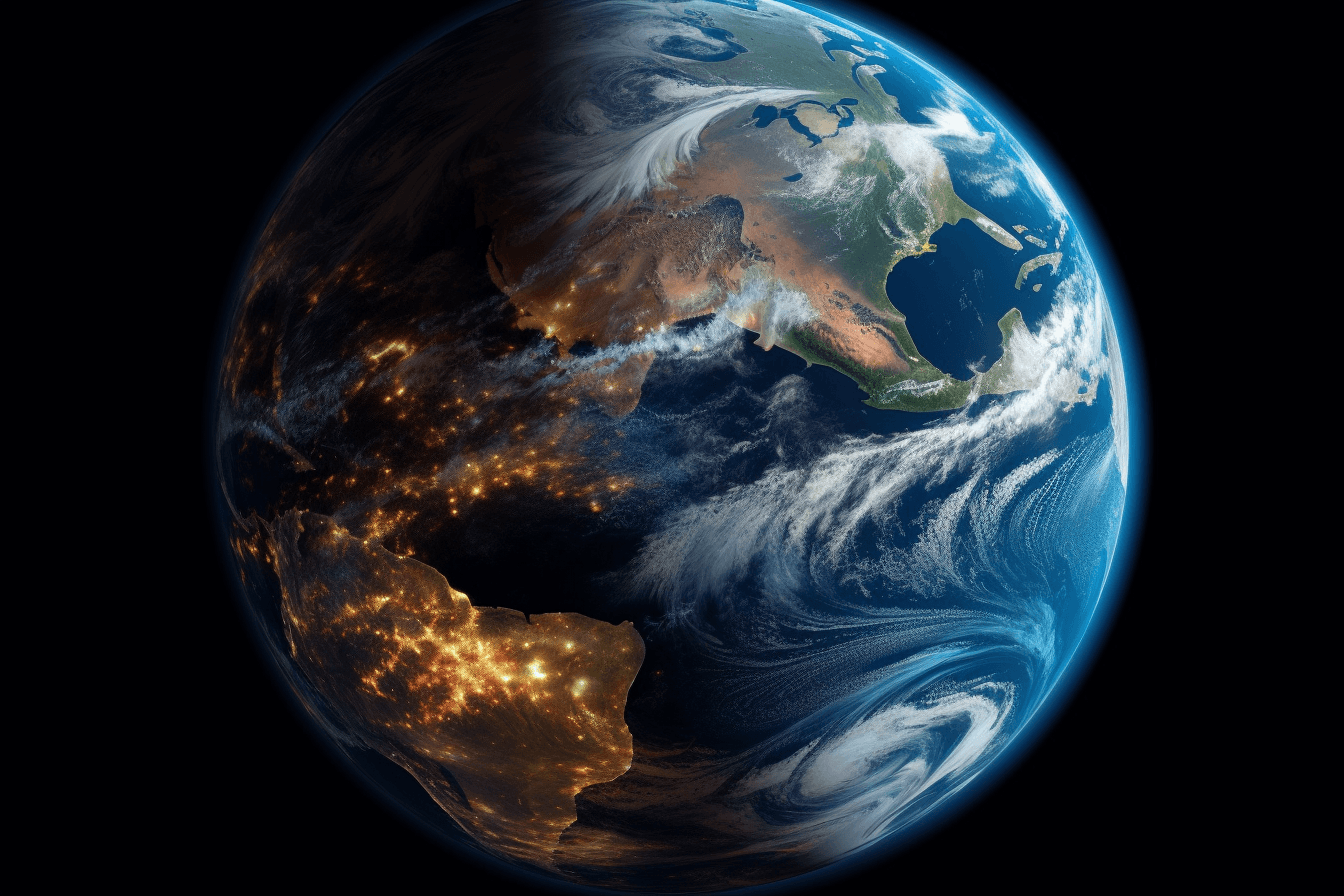 A photorealistic image of the Earth from space, with vibrant colors and intricate details.