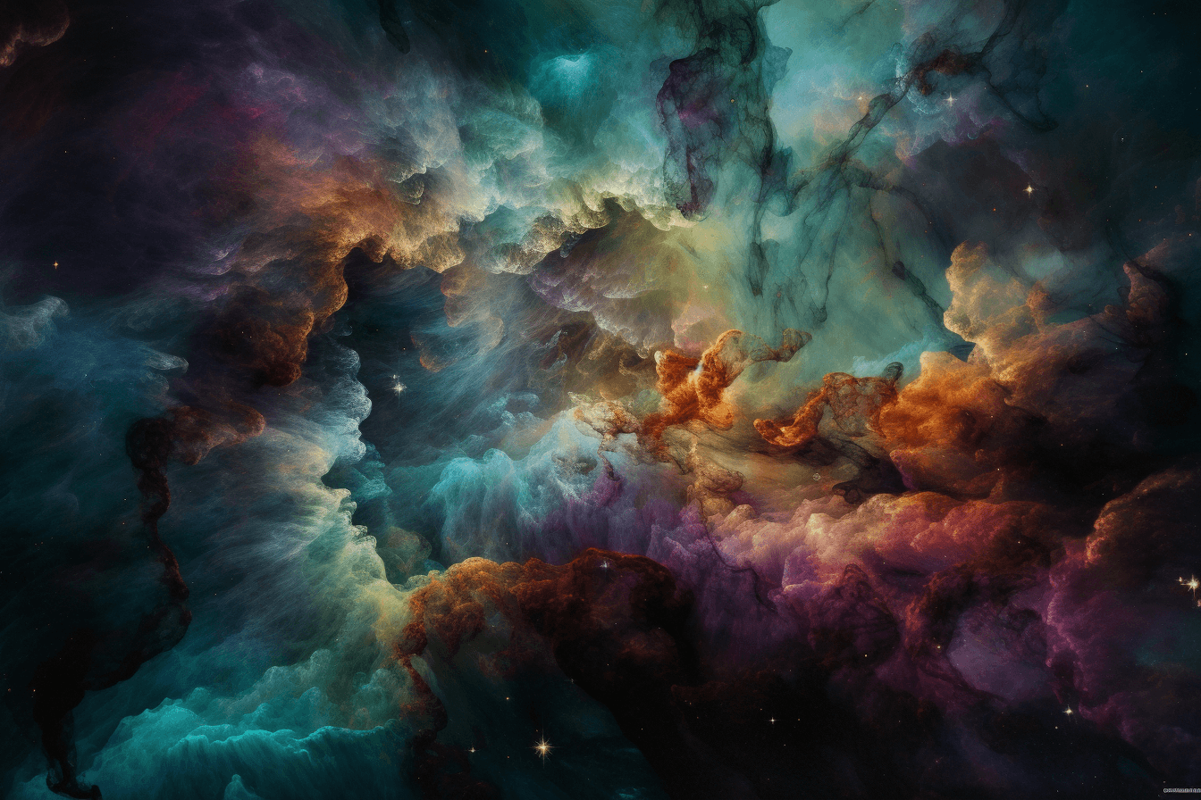 A realistic photograph of a nebula, with bright colors and intricate details that showcase the beauty of the universe.