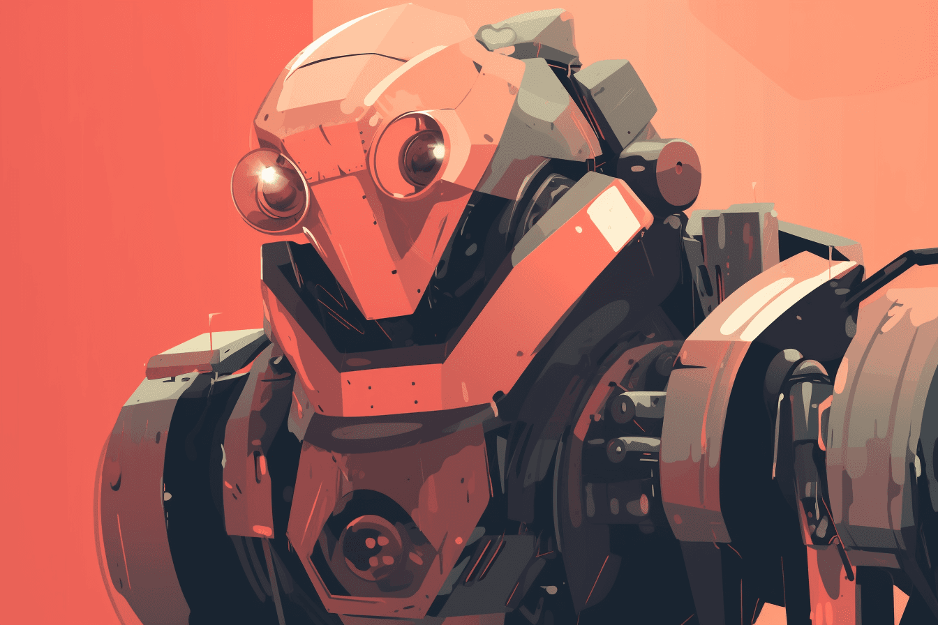 A stylized illustration of an AI-powered robot, with sleek and modern graphics and a minimalist color scheme.