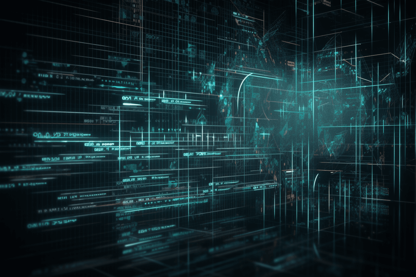 A wallpaper featuring a matrix of futuristic data visualizations and graphs