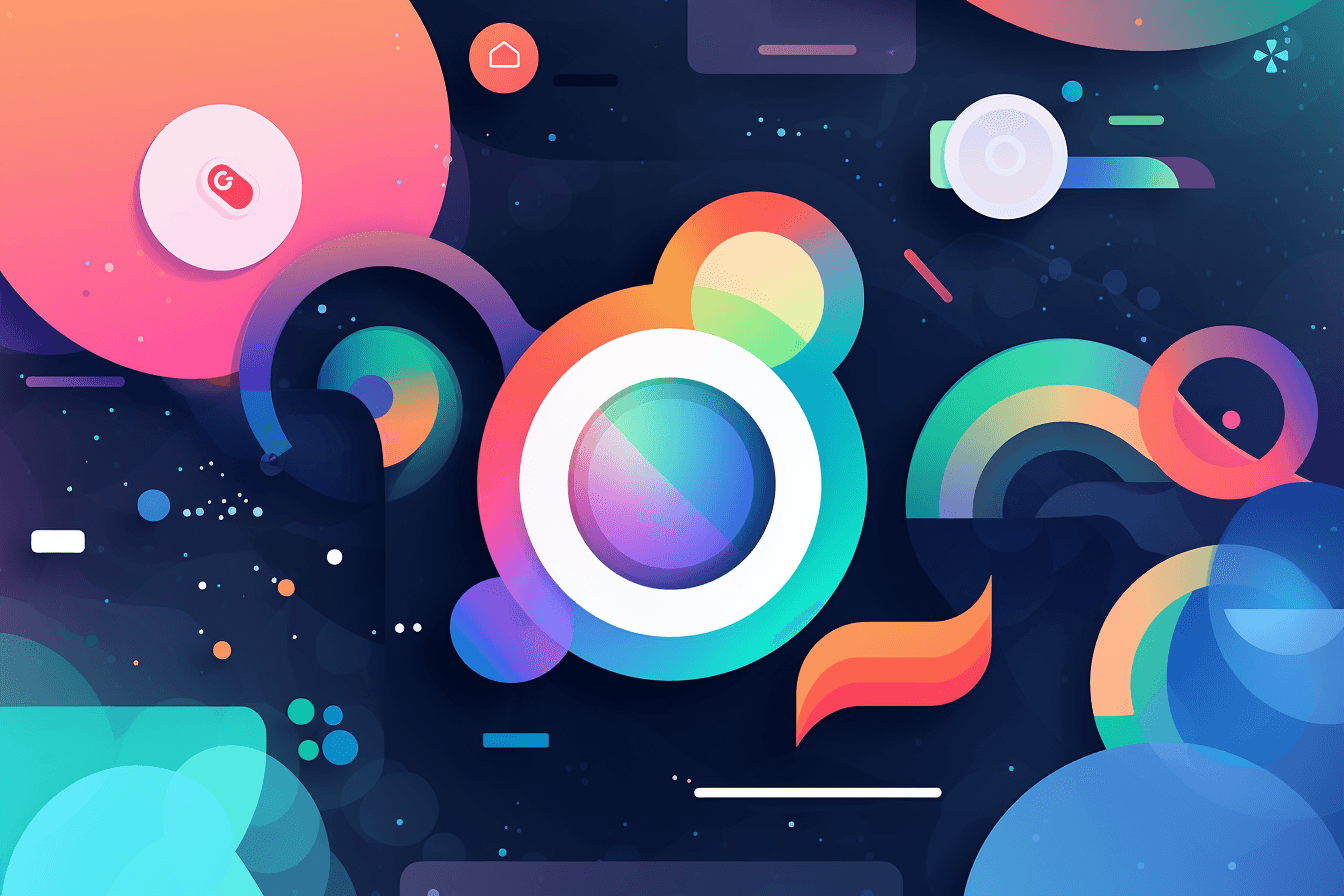 A wallpaper featuring an abstract illustration of an AI-powered search engine, with a minimalist and modern design.