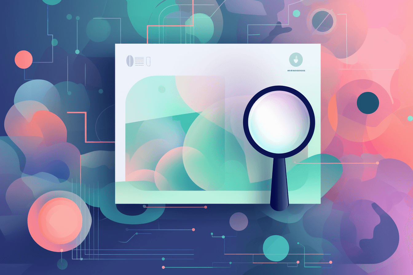 A wallpaper featuring an abstract illustration of an AI-powered search engine, with a minimalist and modern design.