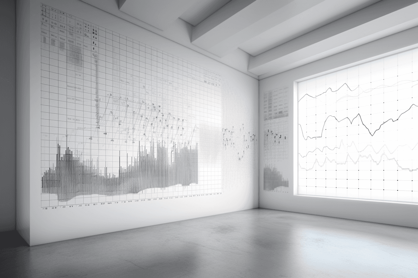 A wallpaper with a graph of data visualization, in a minimalist and modern design.