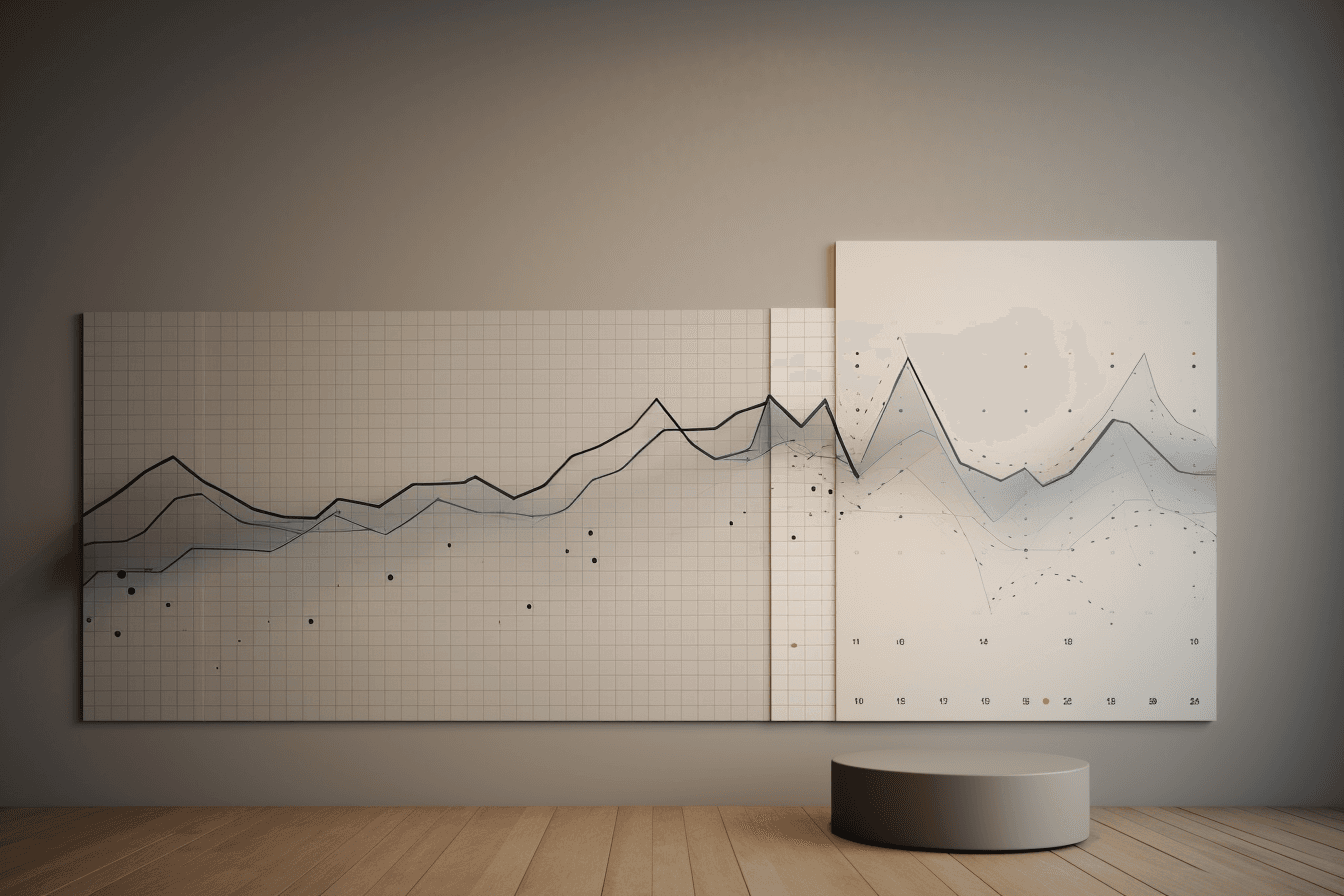 A wallpaper with a graph of data visualization, in a minimalist and modern design.