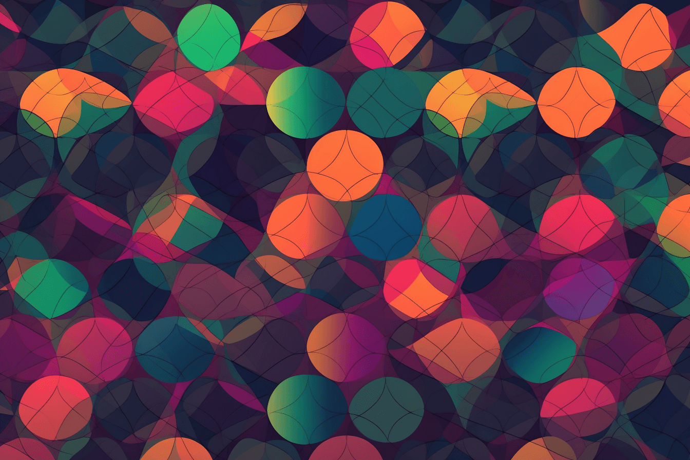 A wallpaper with a repeating pattern of abstract geometric shapes and patterns, inspired by web design trends and color schemes.