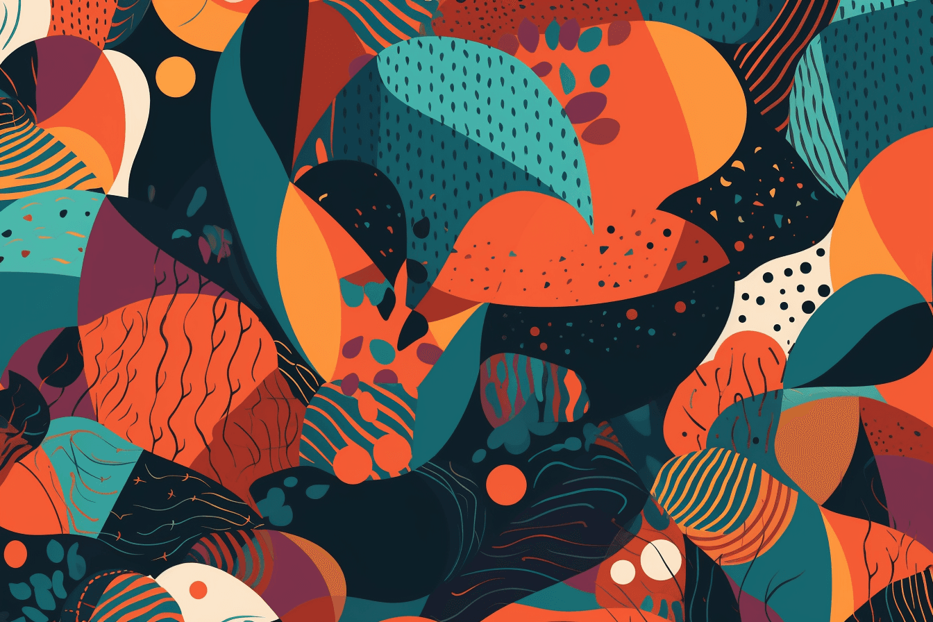 A wallpaper with a repeating pattern of abstract shapes and colors, inspired by web design trends and patterns.