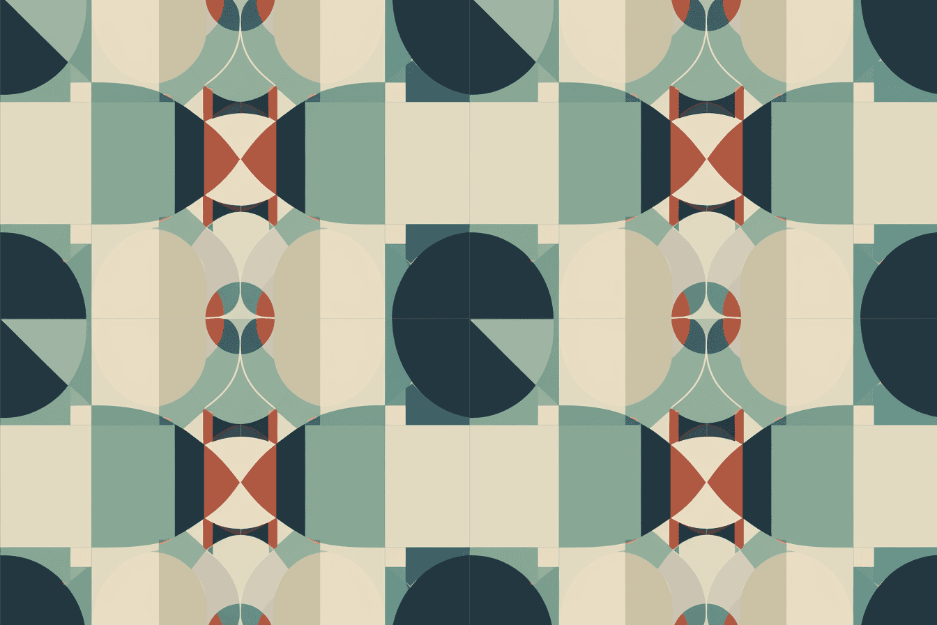 A wallpaper with a repeating pattern of simple geometric shapes, arranged in a grid-like structure.