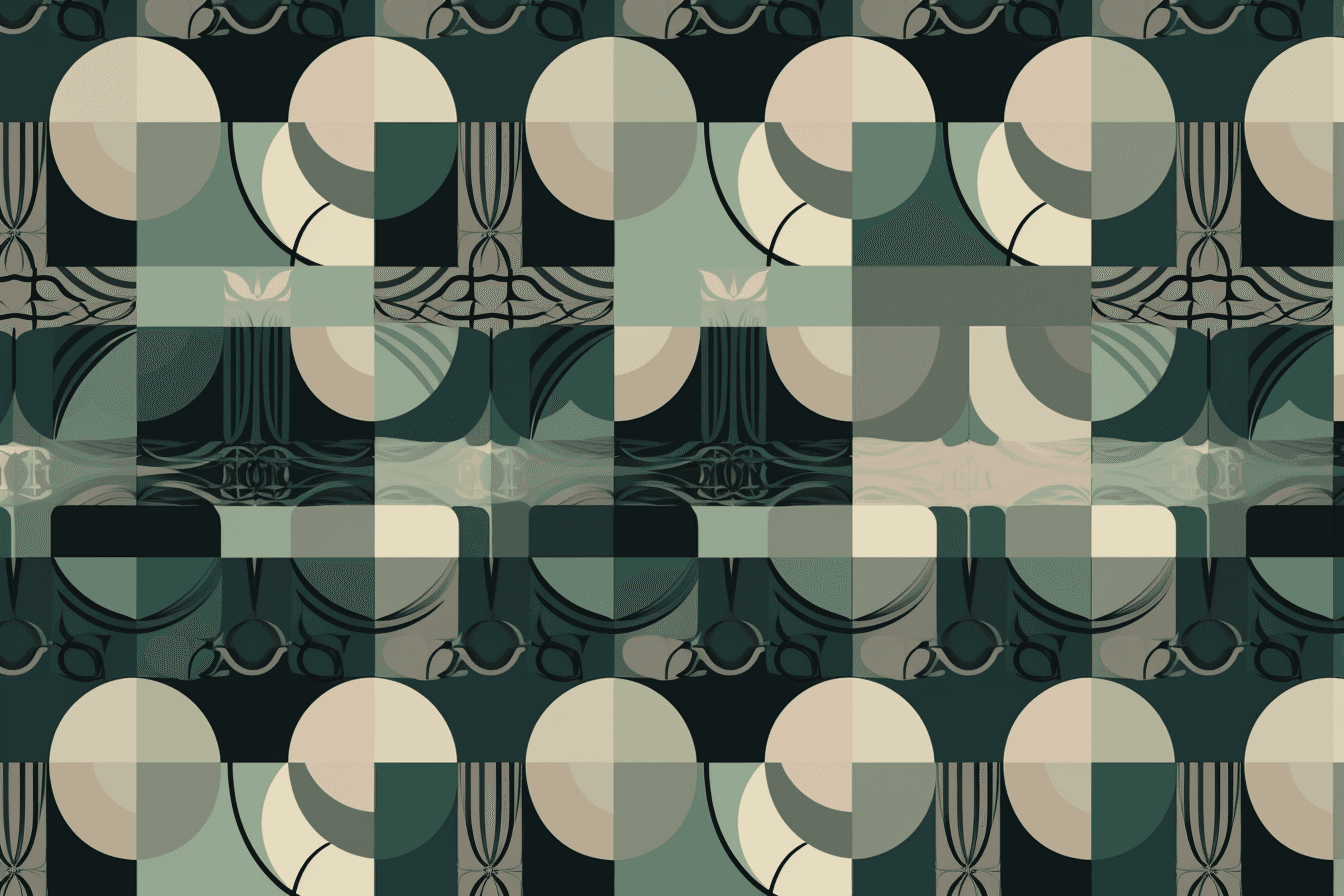 A wallpaper with a repeating pattern of simple geometric shapes, arranged in a grid-like structure.