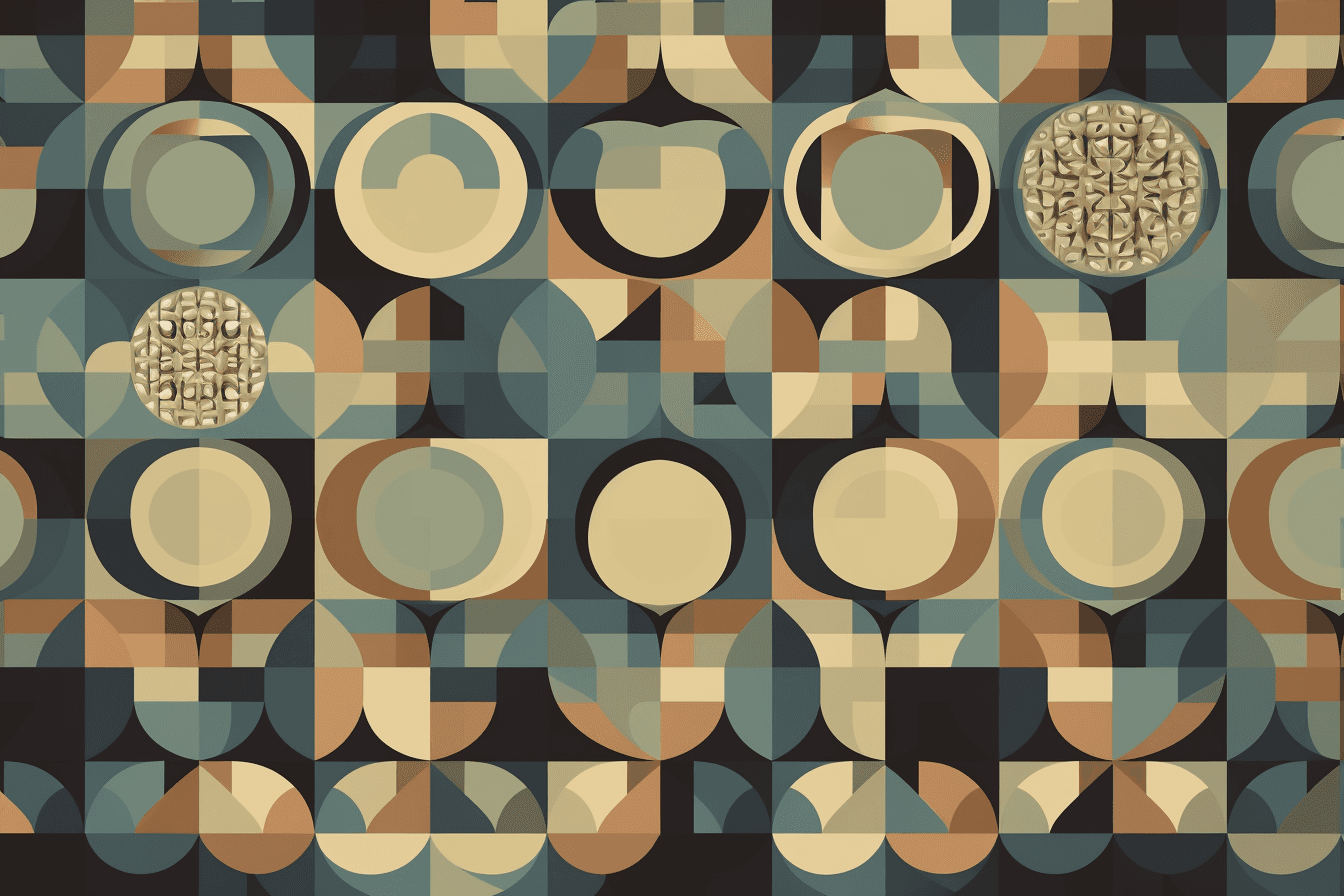 A wallpaper with a repeating pattern of simple geometric shapes, arranged in a grid-like fractal structure.