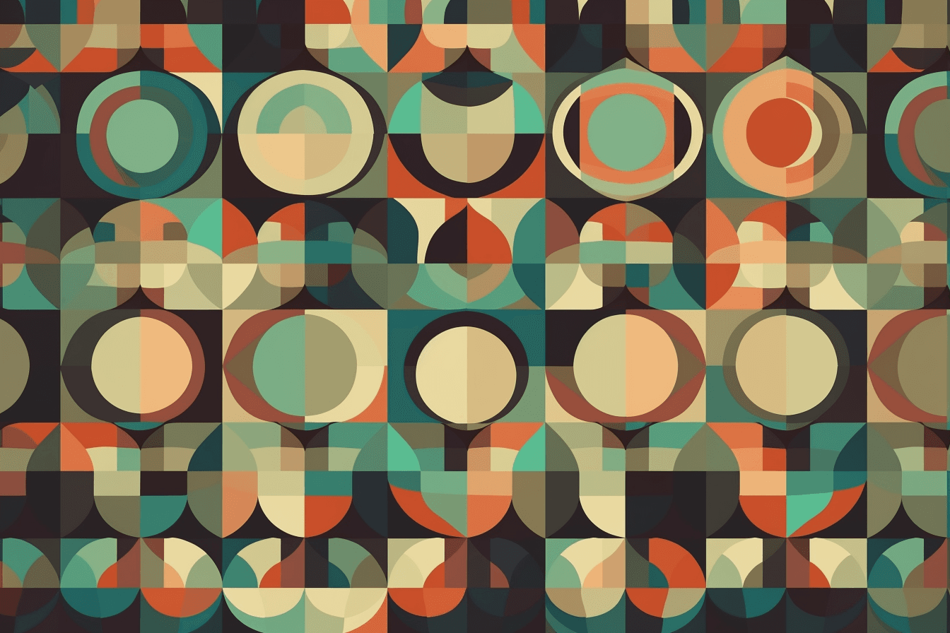 A wallpaper with a repeating pattern of simple geometric shapes, arranged in a grid-like fractal structure.