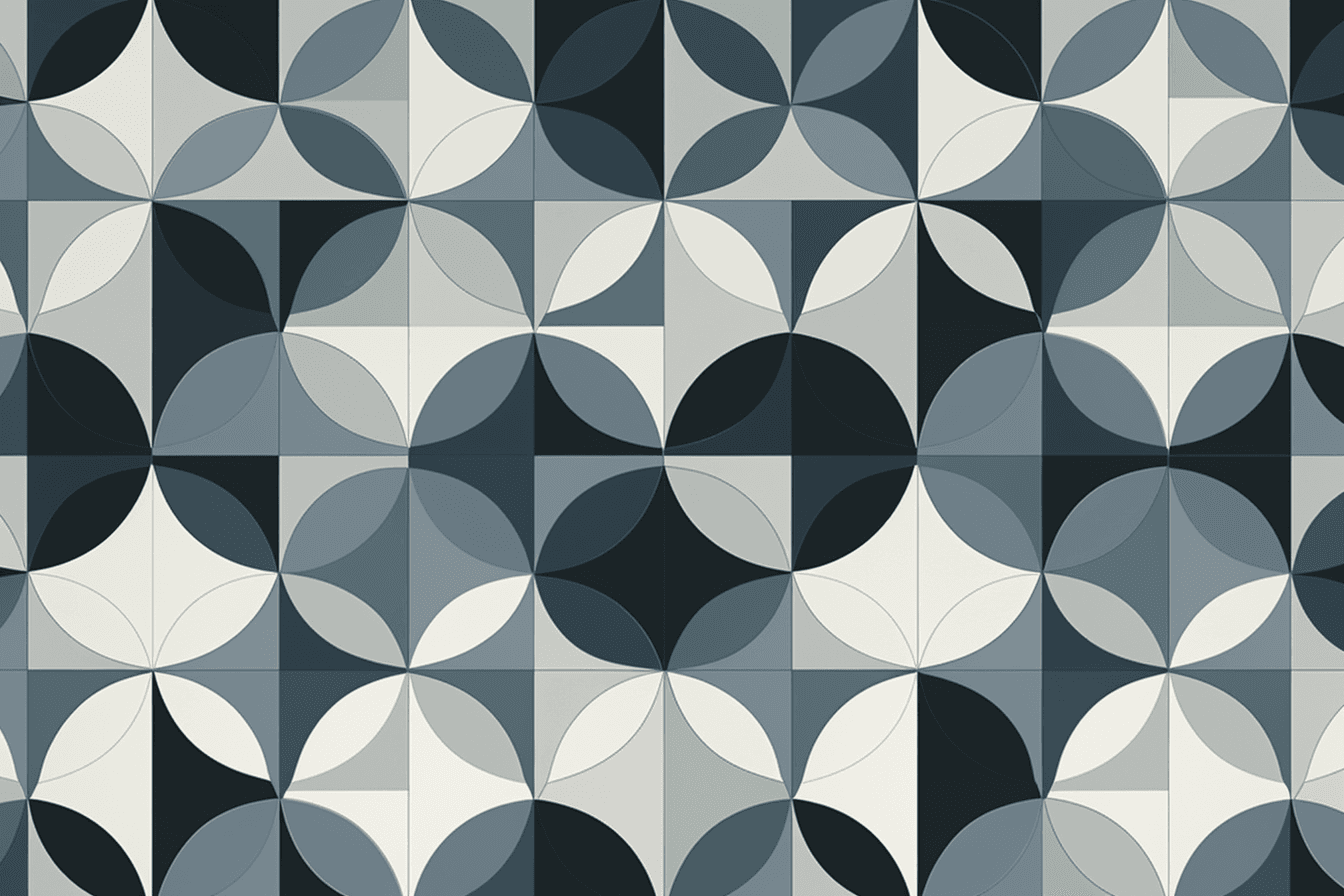 A wallpaper with a repeating pattern of simple geometric shapes, in a monochromatic color palette such as grey or blue.