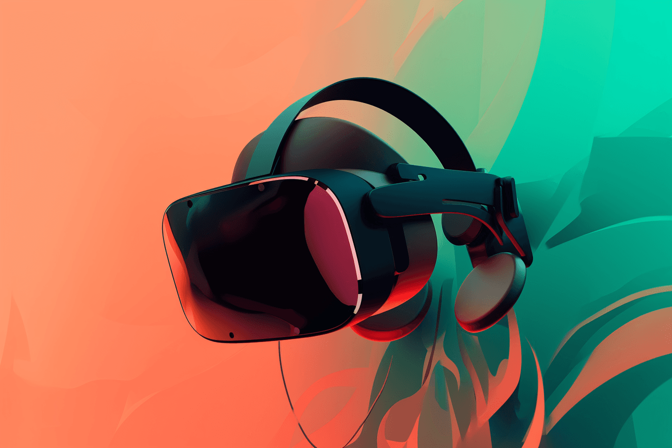 A wallpaper with a simple illustration of a virtual reality headset, against a gradient background of two contrasting colors.