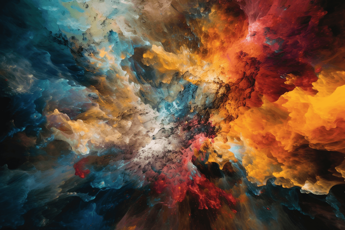 An abstract image of a nebula, with bright colors and intricate patterns representing the birth of stars.