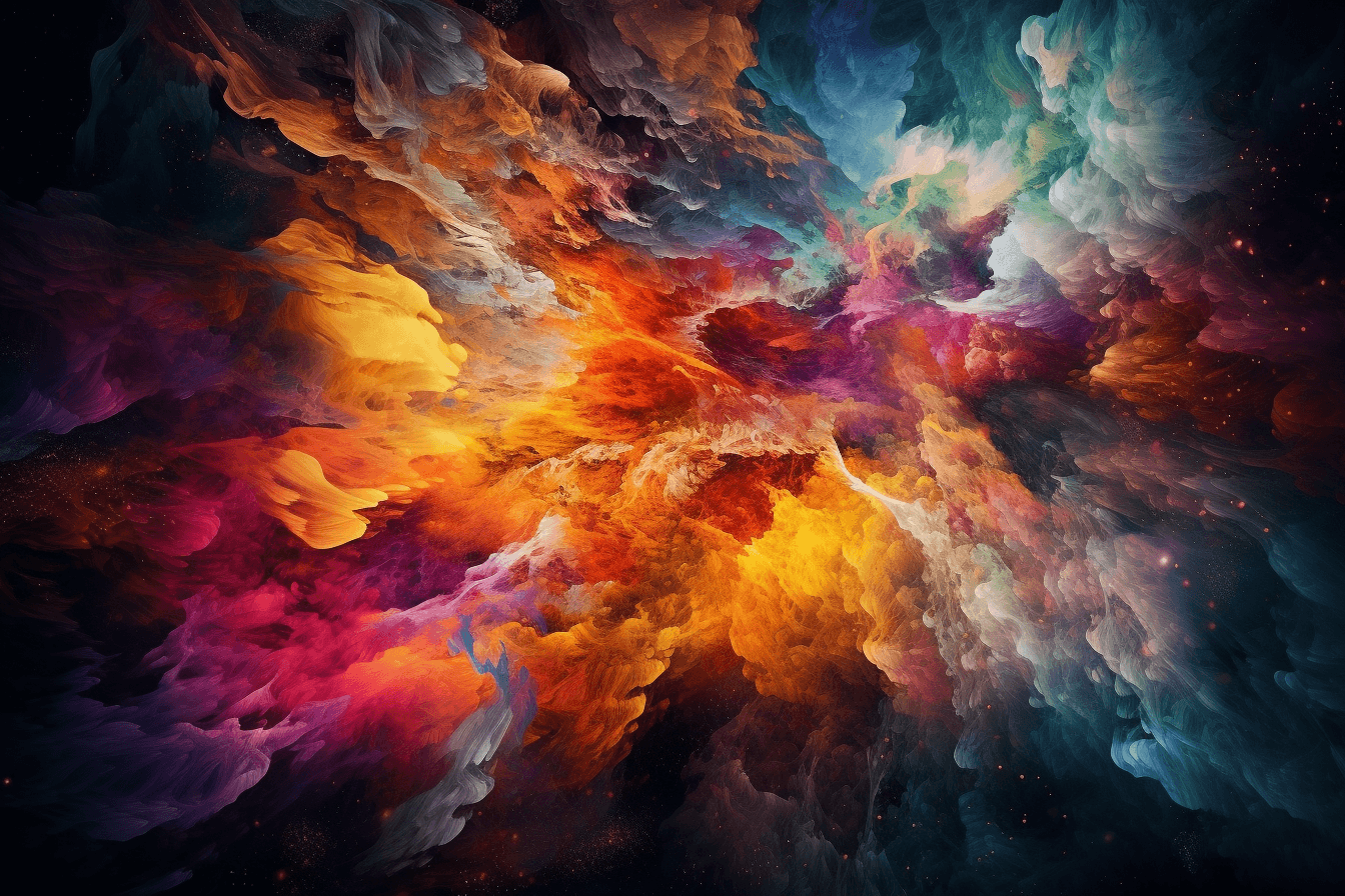 An abstract image of a nebula, with bright colors and intricate patterns representing the birth of stars.