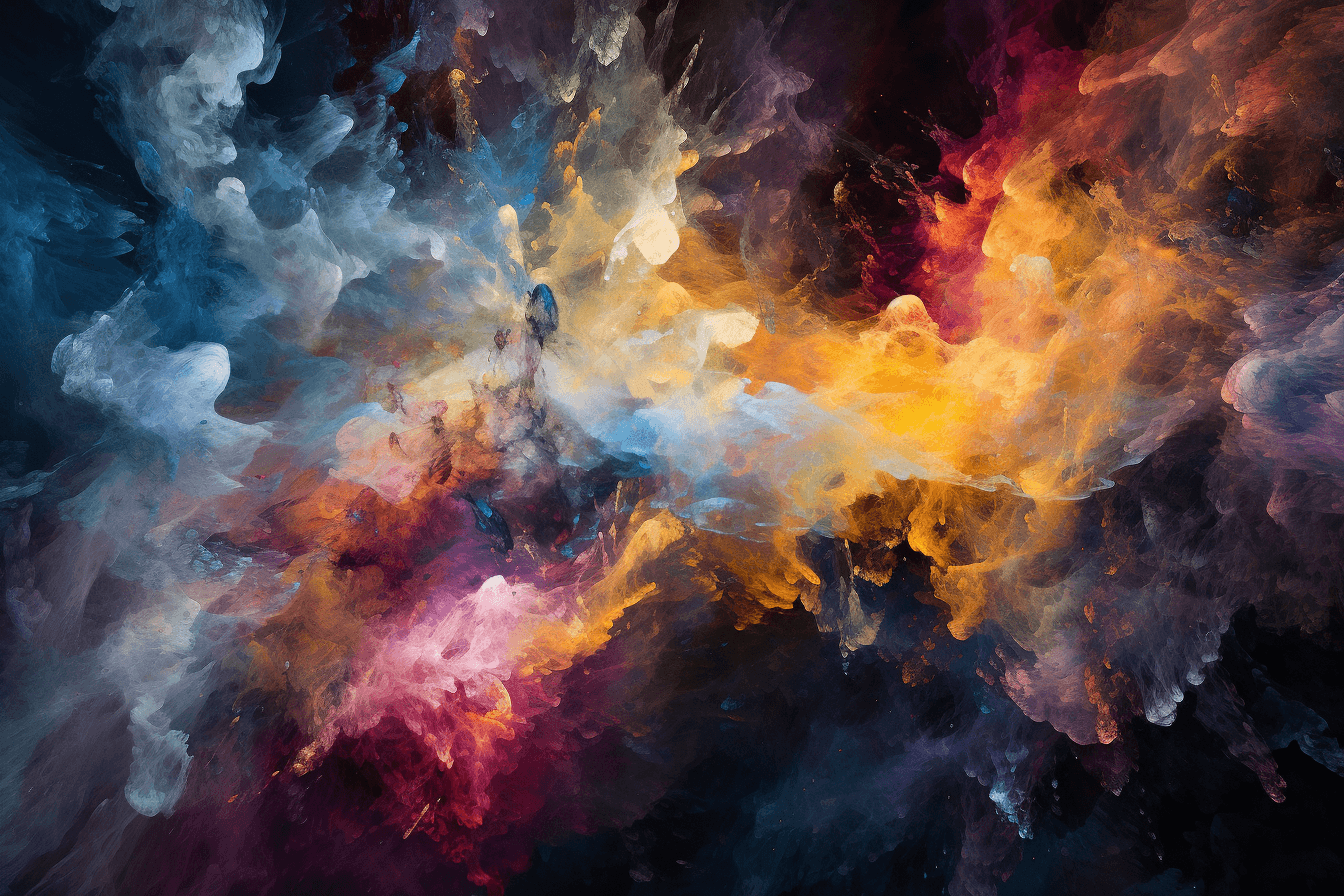 An abstract image of a nebula, with bright colors and intricate patterns representing the birth of stars.